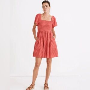 Madewell Eyelet Lucie Smocked Mini Dress Size M
